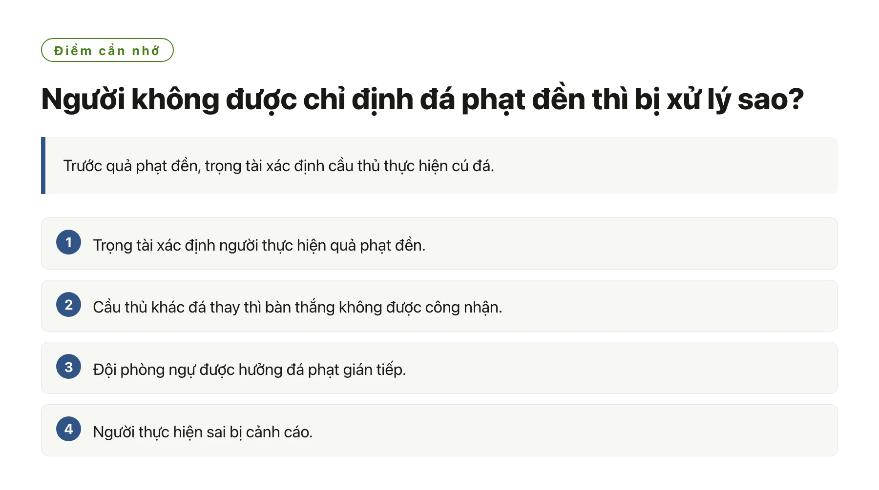 Người không được chỉ định đá phạt đền thì bị xử lý sao?——全文要点速览
